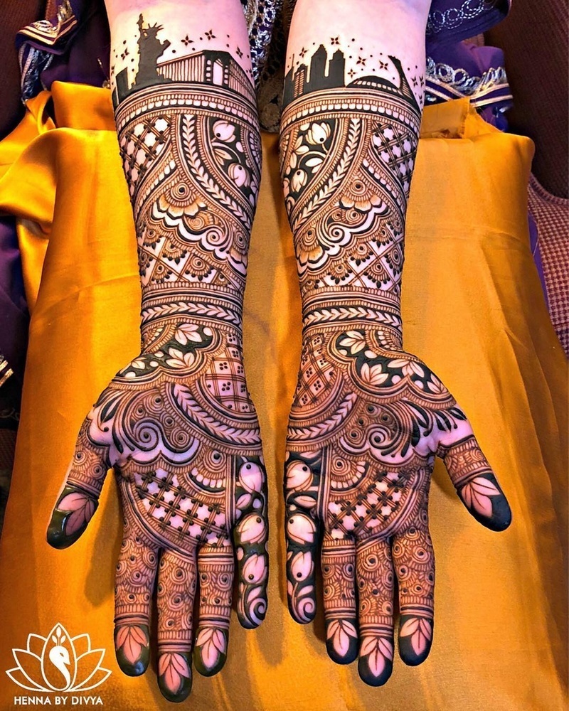 Classical Lotus Style Bridal Mehndi Designs For Front Hand Lotus   30 Latest Bridal Mehndi Designs Of 20181 