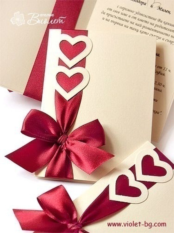 Red, White and Gold Wedding Invitations