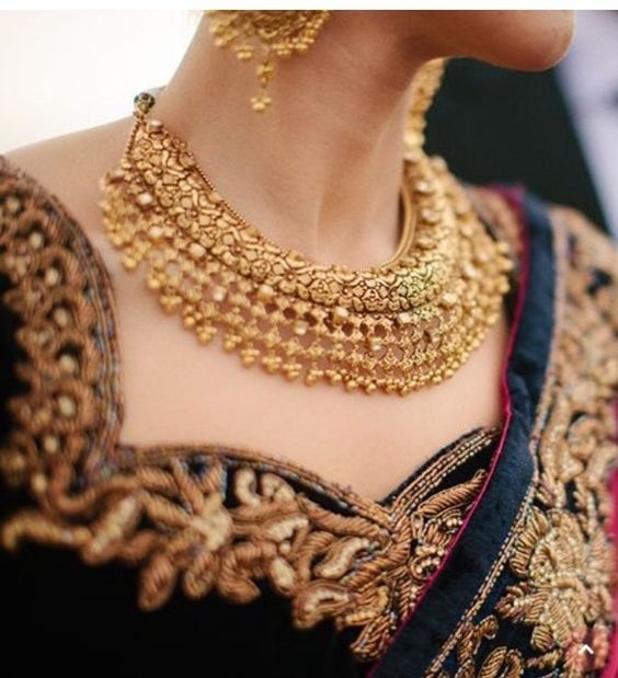 Gold necklace design hot sale for bride