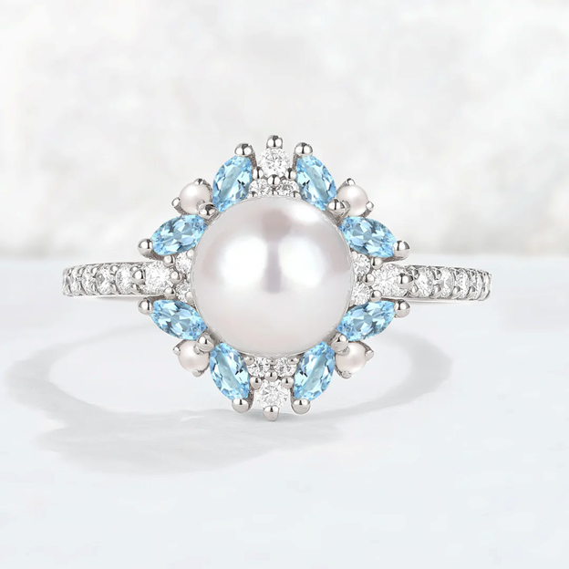 Pearl Engagement Ring by IverJewelry