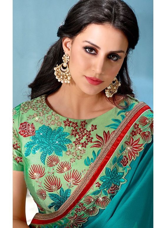 Buy Pure Desi Tussar Over Embroidary Work With Running Blouse Piece for  Party Wear Saree Online in India - Etsy