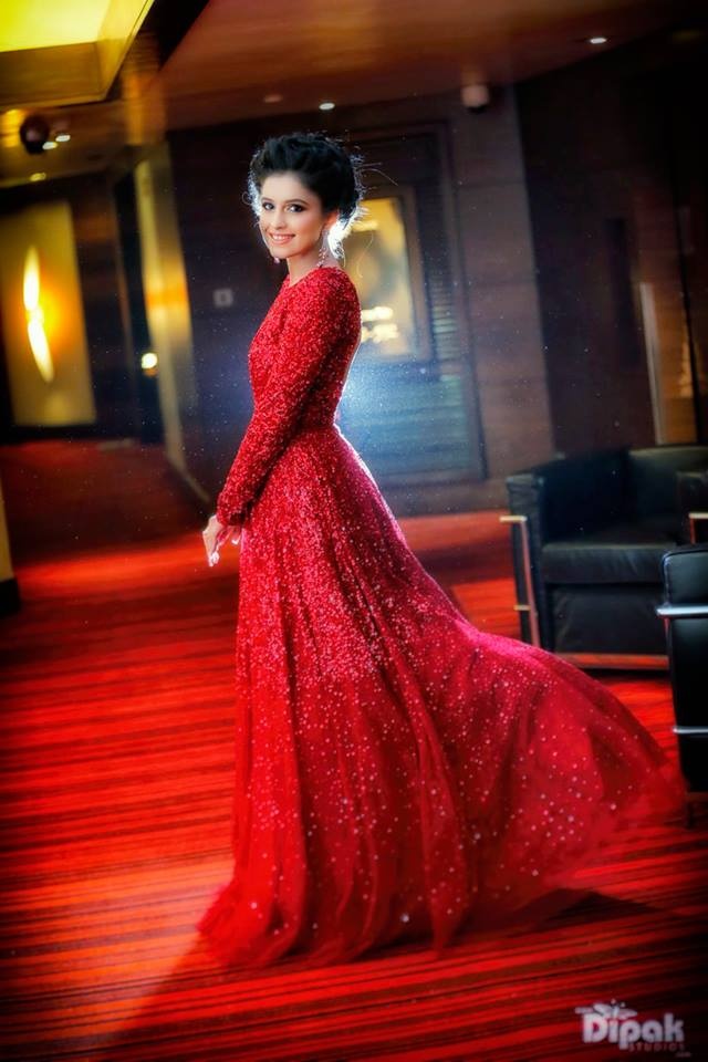 red reception dress for bride