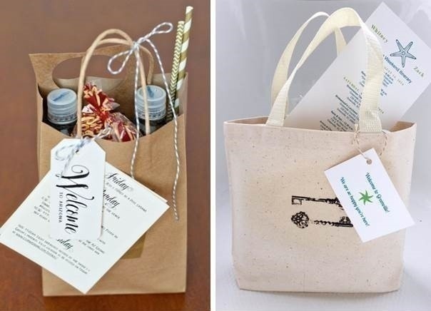 3. Multi-purpose gifting. Example: Gift bags given along with the wedding itinerary.