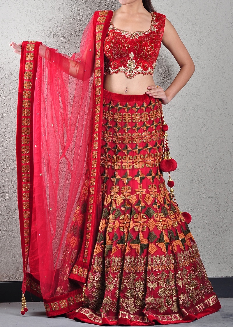 Phulkari lehenga set by Purple Panchi | The Secret Label