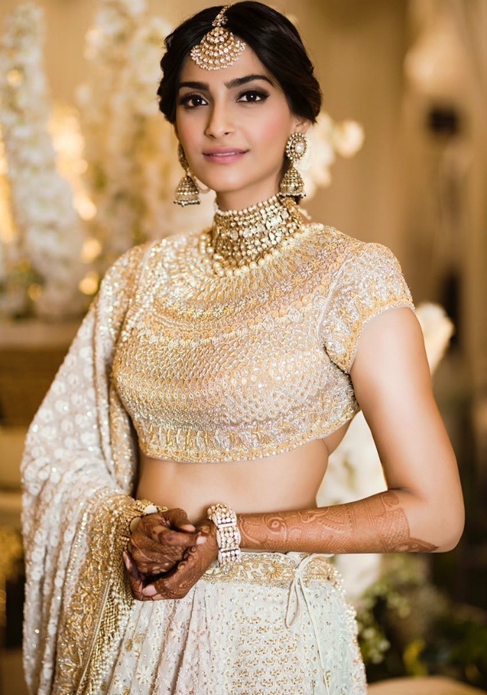 Coconut & Gold Embroidered Bridal Lehenga Set | Arpita Mehta – KYNAH