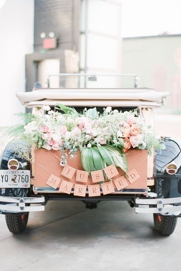 Unique Rear Wedding Car Decoration Ideas