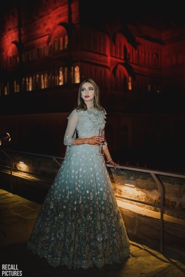24. A Sparkling Lehenga In Powder Blue Shade