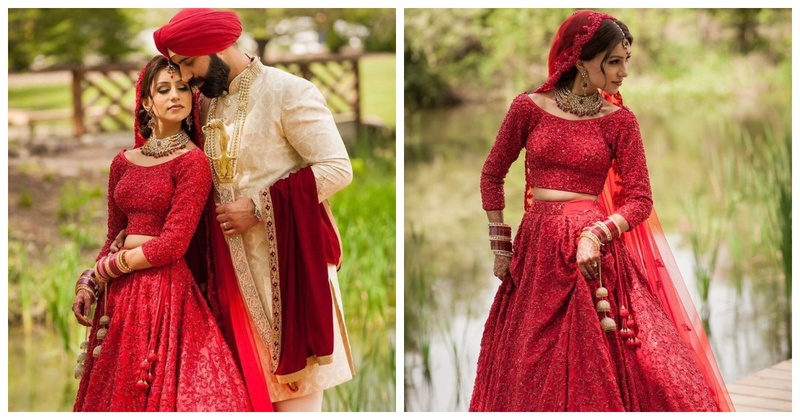 Deep Red Deep Red Heavy Embroidered Bridal Lehenga by HER CLOSET for rent  online | FLYROBE