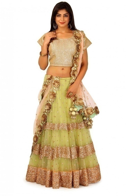 Geroo Jaipur Hand Dyed Multicolor Bandhani Silk Stitched Sustainable Lehenga  With Dupatta Price in India, Full Specifications & Offers | DTashion.com