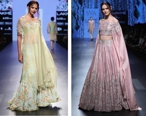 2. Pastels are in. Green is THE colour with shades of pink along with neutral tones of khaki and gold to balance it out. If red is used, modern silhouettes go along with it.