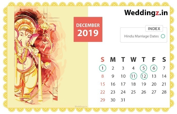 Marriage Dates in 2019, November
Hindu Marriage dates - 8th, 9th, 10th, 14th, 15th, 22nd, 23rd, 24th and 30th
