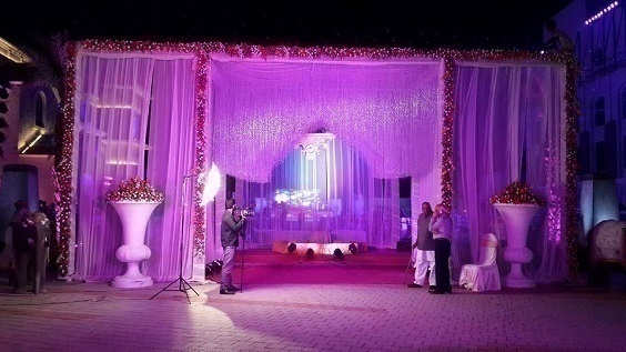 Elegant Flowers, Drapes & Crystals Wedding Gate Decoration Ideas