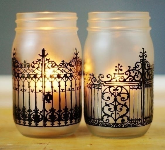 Mehndi Inspired Mason Jars and Candles