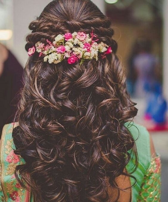 Reception Hairstyles for Saree and Lehanga  Fishy Bun  Loose Curls