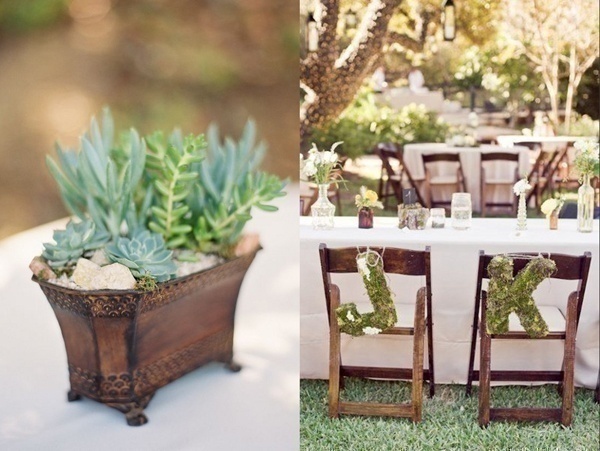 Green Wedding Centrepieces and Table Setting