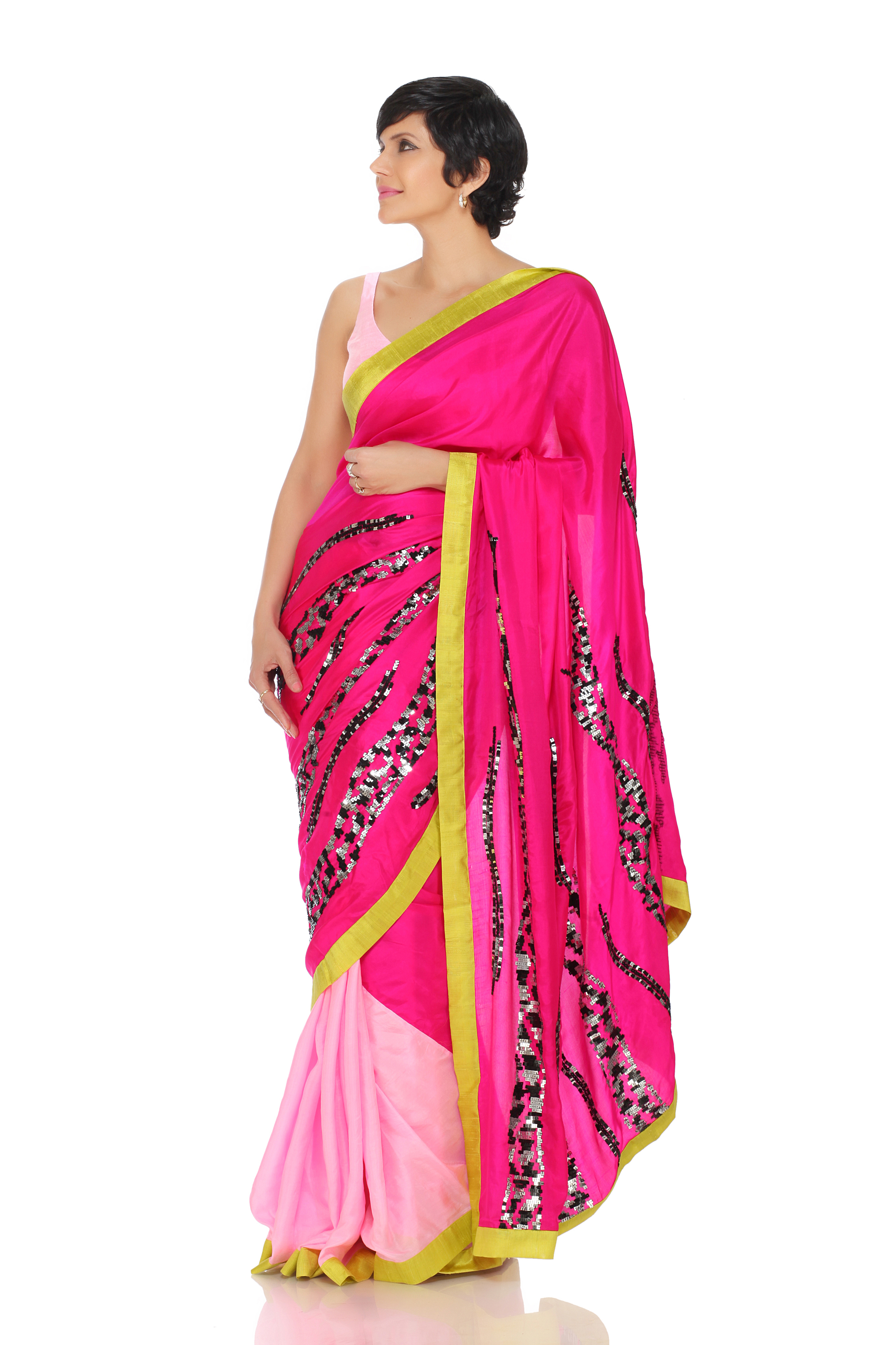 Buy Pink Saree With Sequin Hand Embroidery online | Sarees | Womens ...