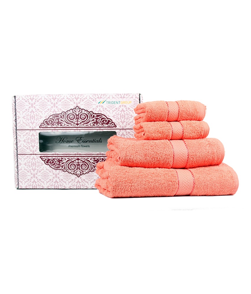 Buy Trident Home Essential Pretty Peach 4pcs Towel Gift Set online