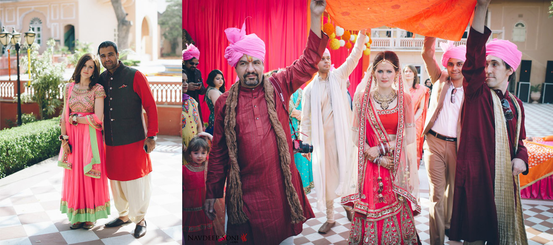 Pankaj  & Laurie Jaipur : Cross Cultural Marriage held at Chomu Palace, Udaipur